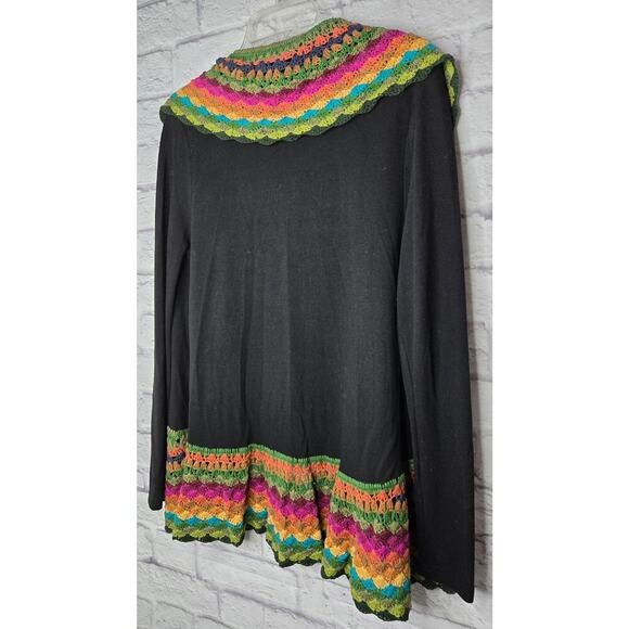 Double Zero open cardigan crochet colorful rainbow sweater small. - Picture 3 of 8